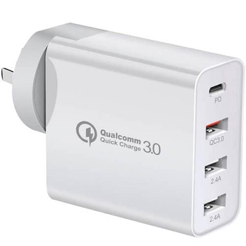 Qualcomm QC3.0 4 Ports 48W PD Fast Charging Charger Multi PD30W +QC18W Wall Plug Adapter (White) Qualcomm QC3.0 4 Ports 48W PD Fast Charging Charger Multi PD30W +QC18W Wall Plug Adapter (White)